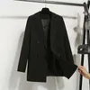 eDressU Women Loose Blazer Jacket Black Casual Suit Spring Double Breasted Office Business Outwear ZX-3 210930