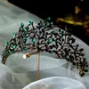 Luxury baroch Black Green Crystal Leaf Bridal Crown Crowns Crowns Infantis Bides Accessori per capelli da sposa 2112155082382