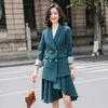 Profesyonel kadın ofis pantolon etek iki parçalı takım elbise yüksek kalite sonbahar ve kış slim fit ceket bel 210527
