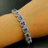 100% 925 Sterling Silver Bracelet Tanzanite & Green Spinel 5mm stone Women Bracelet for gift 210524