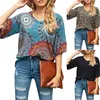 Casual Top Women T Shirt Sexy Round Neck Loose Short Sleeve Simplicity Floral Flowers Leopard Printing Piping Solid Color Comfortable Breathable 3 Colors WMD