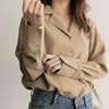 Spring Cardigan Women Blouses Vintage Solid Vit Chiffon Blouse Toppar Långärmade T-shirts Kläder Blusas Mujer 9379 50 210508