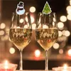 زينة عيد الميلاد كوب بطاقة الديكور سانتا قبعة النبيذ الزجاج ديكور مرح شجرة عيد الميلاد زخرفة حزب السنة هدية 2022