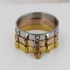 Martick Gold-color 316l Stainless Steel Fashion Punk Rivets Bracelet Bangle for Women Rose Gold Bracelet Jewelry B252 Q0717