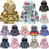 Vinter kläder för baby tryckta jacka cardigan barn tjejer pojkar hooded långärmad zip-up blommig bil tecknad vindkanat 211011