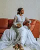 2022 Plus Größe Arabisch Aso Ebi Luxuriöse Spitze Perlen Hochzeit Kleid Lange Ärmel Vintage Sexy Brautkleider Kleider ZJ305