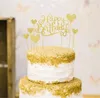 Happy Birthday Cake Toppers Glod glitter letters decoration with love star Party decor Decorations Set of 7 XB18211285