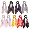 36 stk / partij Floral Print Scrunchie Silk Elastische Band voor Vrouwen Sjaal Bogen Rubber Touwen Meisjes Ties Haaraccessoires