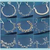 Headbands Jewelry Wedding Crystal Pearl Headband Tiara Flower Headpiece Vine Women Jewelry Bridal Hair Aessories Drop Delivery 2021 Qepvs