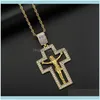 Pingente JewelryPendant Colares Hip Hop Bling Cor de Ouro Aço Inoxidável Inri Crucifix Jesus Hollow Cross Pingentes Colar para Homens Jóia
