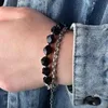 Bracelets en acier inoxydable pour hommes, chaîne à maillons, Design créatif, perles en pierre naturelle, à la mode, avec serrure en métal, Inte22