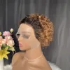13x1 Przezroczysta koronka peruka Pixie Cut Peruki Kręcone Krótki Pre Styled Bob Wig Bezklejowy Brazylijski Dziewiczy Human Hair