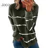 Jocoo Jolee Women Casual Striped Loose Hoodies Spring Long Sleeve O Neck Harajuku Sweatshirt Elegant Topps Pullovers Plus Size 210619