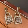 Subtle and micro-studded lock generous zirconium temperament, tide earrings, full diamonds, small lock-shaped earrings