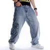 Męskie dżinsy Męskie Moda Hiphop Plus Rozmiar Luźne Baggy Dżinsowe Spodnie Proste Spodnie Streetwear Cargo Deskorolka