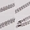 Link Chain Women Silver Color Rose Gold Bracelet for Female Crystal Heart Charm Bruid Bruiloft Fijne sieraden Giftlink