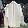 Koreanska Slå ner Collar Dames Shirts Plus Size Lantern Sleeve Vit Kvinnors Blus Toppar Knapp Mode Kvinnor Kläder Blousers