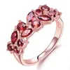 GEM'S BALLET 925 Sterling Silver Rose Gold Plated Wedding Band 2.47Ct Natural Red Garnet Gemstone Rings for Women Fine Jewelry 211217