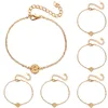 Cor de ouro cor 26 carta pulseira pulseira para mulheres simples ajustável nome braceletes jóias festa presentes
