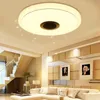Moderne muziek plafondlamp Bluetooth -luidspreker spoeling lamp afstandsbediening 100W acryl kleurrijke verlichtingslichten