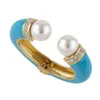 1 pcs nova moda mulheres pulseiras 6 cores duplas imitação pérolas pulseiras strass enamels pulseira pulseira atacado q0717