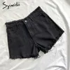 Pantaloncini Syiwidii Jean per le donne Estate Taglie forti Abbigliamento in denim Bottino Pantaloncini a vita alta Moda Nappa Bianco Nero 210719