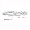 Bröllopsringar Eampti Kvinnor Eternity Ring Twisted Rope Copper Cubic Zirconia Engagement Band Storlek 5 till 11