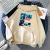 Anime Vaporwave Drukuj Bluzy Mężczyzna Moda Fleece Loose Kieszonkowe Bluzy Cartoon Vintage Harajuku Hoodie Mens Streetwear H1227