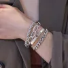 Связанная цепь 4pcs хип -хоп кубинский браслет браслет панк -металл извергнутый веревка для женщин винтажные толстые браслеты Braceletslink