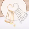 Słodki Exquisite Złoto Srebrny Motyl Długi Tassel Ear Cuff Clip Earring No Przebite Stopu Klip Na Kolczyki Dla Kobiet Biżuteria