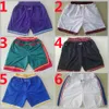 Team Basketball Just Don Shorts Sport Short Hip Pop Pant With Pocket Zipper Sweatpants Blue White Black Red Purple Running Wear Man Stitched Size S-XXXL