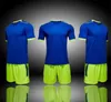 2021 Soccer Jersey Sets Smooth Royal Blue Football Sweat Absorberend en Ademend Children's Training Pak draagt ​​korte mouw met shorts 05