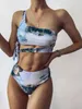 Peachwork Sexy Snake Impressão Bikini Set Cintura Swimwear Mulheres Hollow Out Swimsuit Feminino Brasileiro Banheira Terno 210722