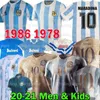 10 Maradona 1978 1986 Argentina Copa Casa Away Soccer Jerseys Messi Dybala Aguero Lo Celso Martinez Tagliafico Napoli Napoli 86 78 CANGGIA Camicia da calcio Batistuta