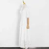 Solid White Dress For Women V Neck Half Sleeve High Waist Hollow Out Elegant Slim Dresses Female Clothes 210520
