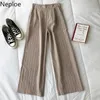 Pantaloni a gamba larga a righe Neploe Donna Mezza vita elastica Pantaloni larghi dritti Office Lady Korean Chic Slim Fit Pantalon Donna 210422