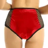 Maillots de bain pour hommes femmes dames brillant métallisé Lingerie sous-vêtements taille haute résille Patchwork Sexy caleçons pour danser Raves natation Costum