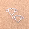 150pcs Antique Silver Bronze Plated heart connector Charms Pendant DIY Necklace Bracelet Bangle Findings 16*24mm