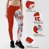 Wysoka talia Czerwone legginsy dla damskie fitness seksowny list drukowany siłownia sport trening pchnięcie kobiece legginsy 211204