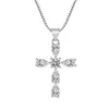 Crystal Cross Stone 925 Sterling Silver Pendant Chain Necklace Women Jewellery