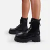 Botlar Marka Kadın Ayakkabı Kauçuk Bot-Kadın Dantel Yukarı tıkanık platform yuvarlak ayak parmağı moda yağmur 2021 Büyük boyutlu kama düşük bayanlar ankl