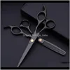 Costway Professional 440 staal 6 inch zwarte set snijden kapper salon kapsel dunner wordende schaar kappers fe2xt bthyb