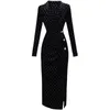 Elegant Party Dress Women Wrap V Neck Slim Bodycon Long Sleeve Skinny Clubwear Sexy Office Lady Midi Vestidos 210608