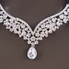 Baroque Crystal Water Drop Bridal Jewelry Sets Rhinestone Tiaras Crown Necklace Earrings for Bride Wedding Dubai Jewelry Set