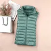 Ultra Thin Down Jacket Light Warm Waistcoat Female Sleeveless Cropped Puffer Vest Lining Woman Winter Coat Spring 211013