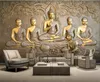 Papel de Parede 3D Wallpapers geprägte goldene Buddha-Hintergrund-Wand Wandbild-Raumdekoration