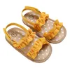 여름 신생아 아기 샌들 신발 간단한 솔리드 컬러 첫 번째 워커 유아 신발 캐주얼 소프트 솔 샌들 유아 소녀 신발