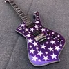 White Zombie Jay Yuenger ICJ100WZ Iceman Galactic Guitare électrique métallique violet/vert argenté, pont trémolo Floyd Rose, incrustation de bloc d'ormeau perle