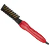 Alisador de cabelo elétrico ajustável Combs Wet Seco Seco Curling Pente Anti-escaldível Ferramenta de Estilo de Encrespadeira - Plugue Vermelho da UE