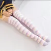 Winter Thigh Highs Socks Coral Velvet Colorful Stripe Christmas Style Stockings Sexy Cute Womens Keep Warm Overknee Sock 5 5wm L2